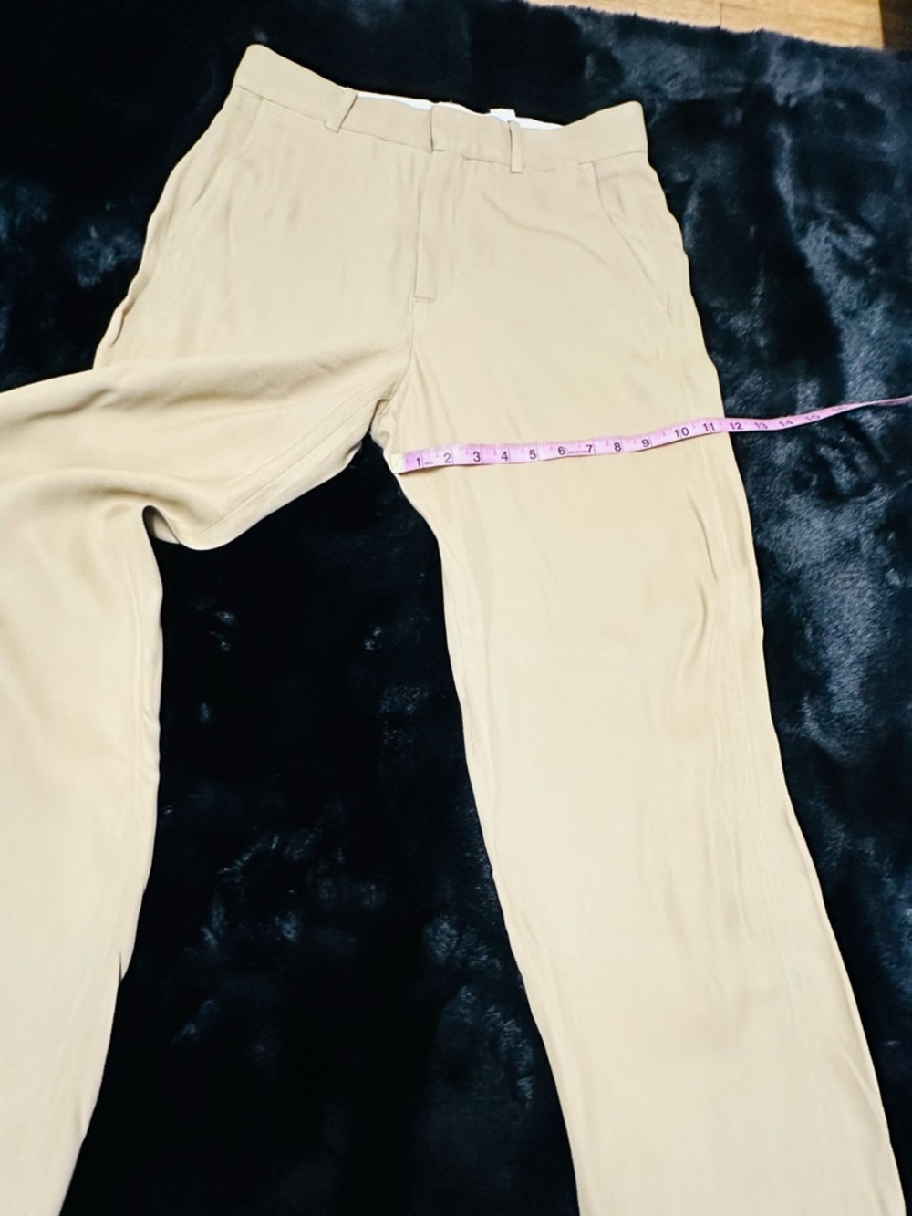 Zara Khaki Beige Wide Leg Trousers High Rise Straight Pants Size Small - Picture 5 of 13